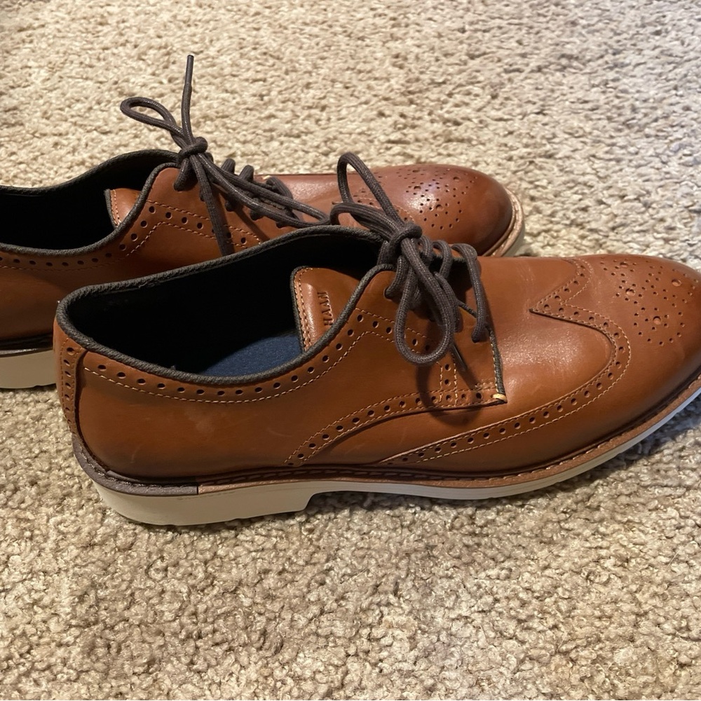 New Cole Haan Brown Leather Go-to Wing Oxford Shoes Size 11M British Tan C34120